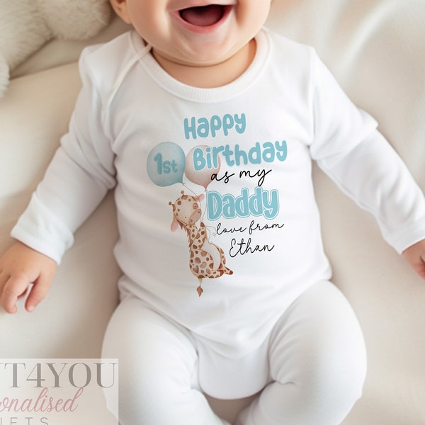 Happy Birthday Daddy, 1st Birthday as My Daddy,  Sleepsuit Baby grow Bodysuit Vest, Dad Birthday, Daddy Birthday