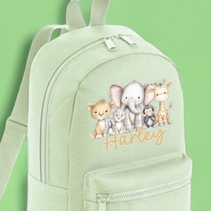 Personalised Safari Animal Kids Backpack | Custom Name Rucksack | Jungle Nursery Bag | Baby Toddler School Gift