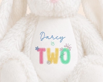 Personalised Birthday Bunny, Any Age Girls Rabbit, Colourful Name Keepsake Gift