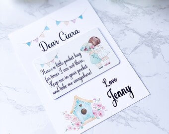 Cute Rabbit Friend Mum Daughter A6 Missing you postcard greeting card pocket hug