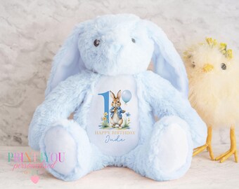 Personalised Bunny for First Birthday, 1st Birthday Boy Teddy, Baby Boy's First Birthday Gift, Birthday Gift for Children