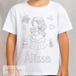Personalised Princess Colour In activity Kids T-shirt - with washable pens