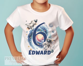 Personalised Space Birthday Shirt: Astronaut Theme, Any Age