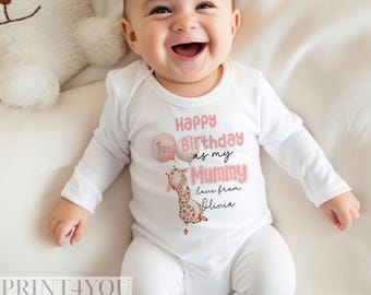 Baby Bodysuit 1st Birthday As Mummy: Unisex Cotton Sleepsuit, Soft Fabric (Newborn-24 Months, Machine Washable, Durable Print)