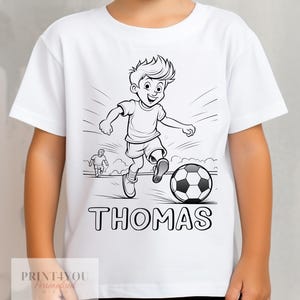 Personalised Football Boy Colour In activity Kids T-shirt - with washable pens