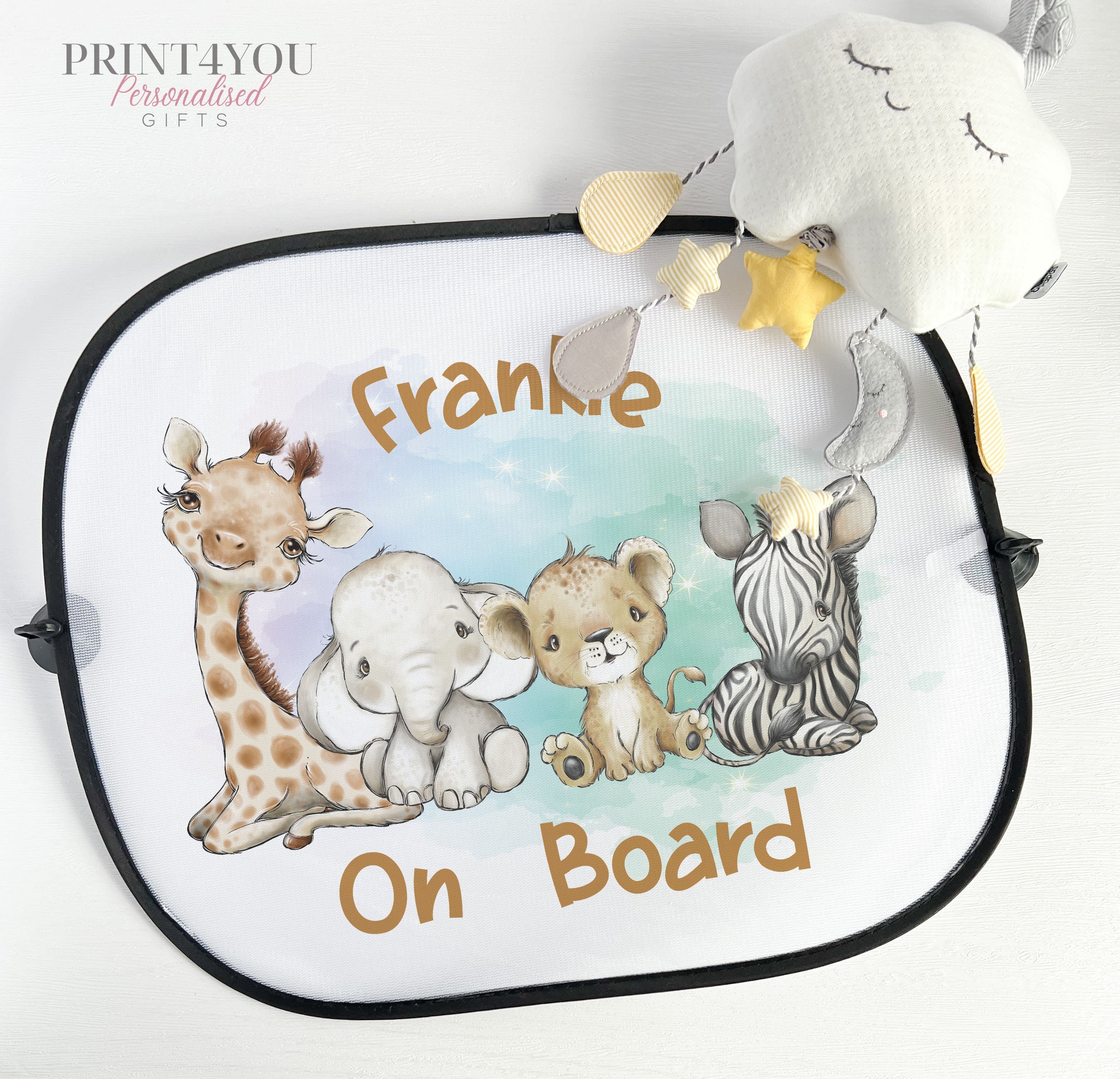 Sun Shade for Car Sun Visor Kids Baby Girls Boys Forest Animals  Personalized With Name-n Printed -  Denmark