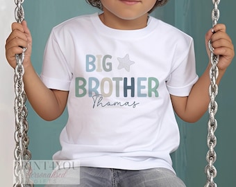 Promoted to Big Brother, Little Brother Personalised Cotton T-Shirt, Big brother Top, Big Brother Gift, Pregnancy Announcement,