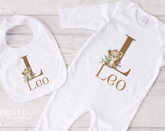 Newborn Baby Boy Clothes Little Lion Print Romper+Pants+Hat Newborn Boy Outfits Set 0-12 Months