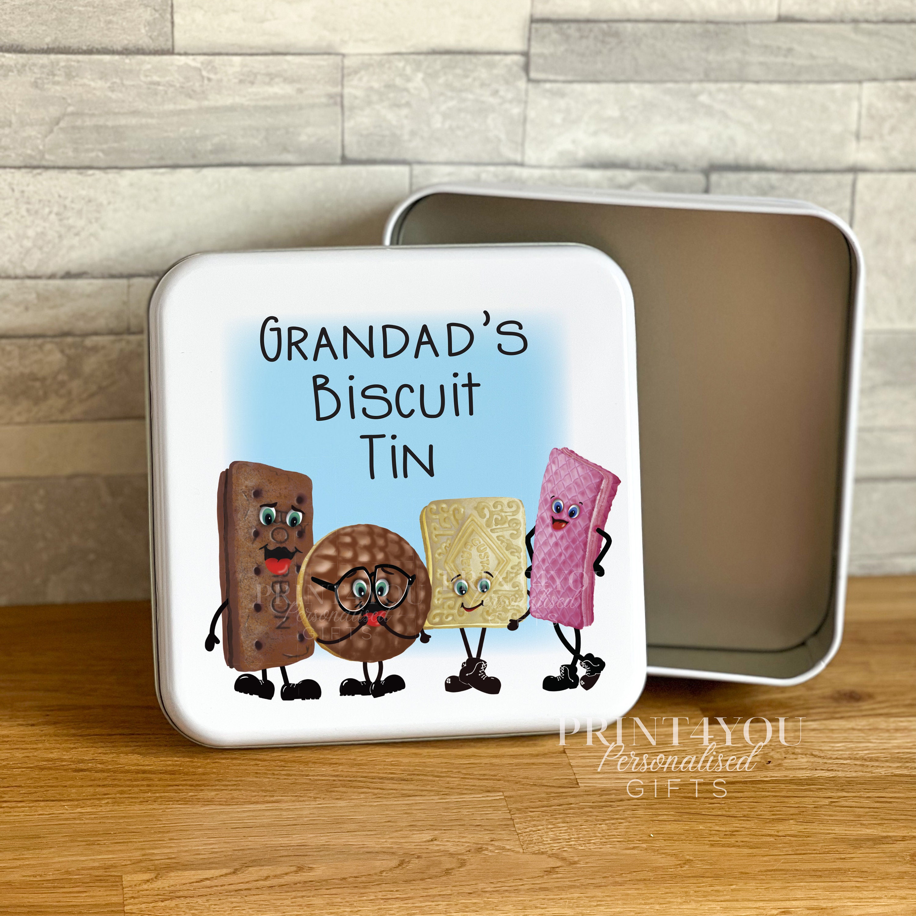 White Square Personalised Biscuit Tin Tin for Cakes and - Etsy White Square Personalised Biscuit Tin Tin for Cakes and - Etsy