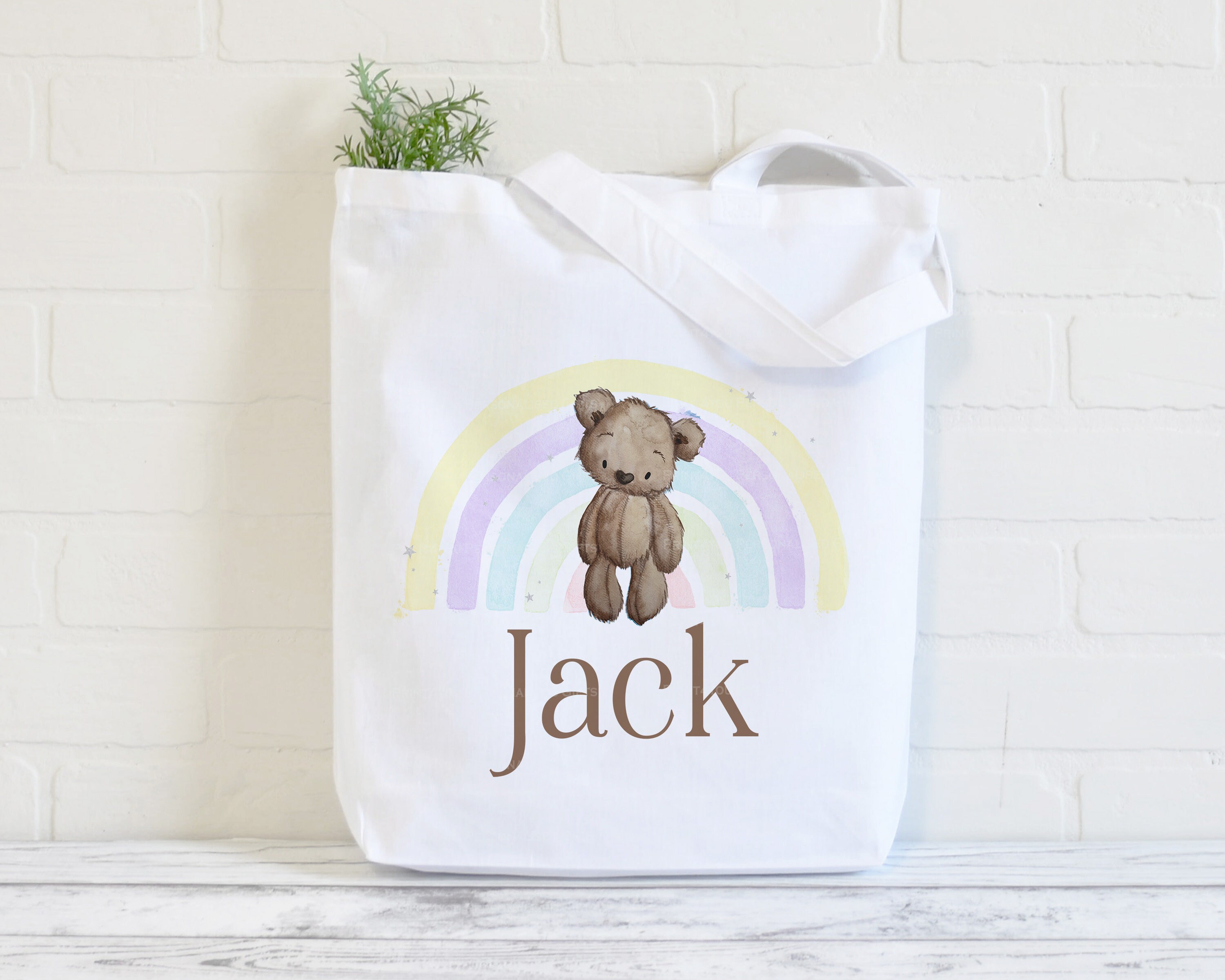 Brown Teddy Bear Alphabet name Personalised square biscuit tin Brown Teddy Bear Alphabet name Personalised square biscuit tin