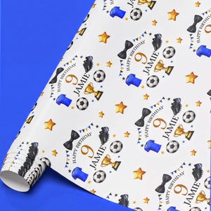 Football Birthday Wrapping Paper: Personalised Name, Age Options, Soccer Theme | Custom Gift Wrap, Kids Parties | Multiple Sizes Available