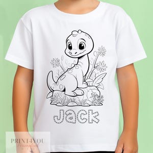 Personalised Dinosaur Colour In activity Kids T-shirt - with washable pens