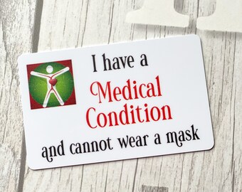 I have A Medical Condition | Mask Exempt | I have hidden disabilities disability id medical alert credit card tag lanyard