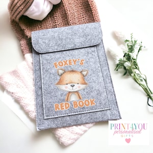 Personalised Red Book Folder, Health Record Cover, Felt Cover - Perfect Keepsake for Babies&#39; Red Book, Woodland Fox