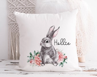 14"16" 18" New Children Cushion Cover Taupe Pink Bunny Rabbits Print Handmade 14"16" 18" New Children Cushion Cover Taupe Pink Bunny Rabbits Print Handmade