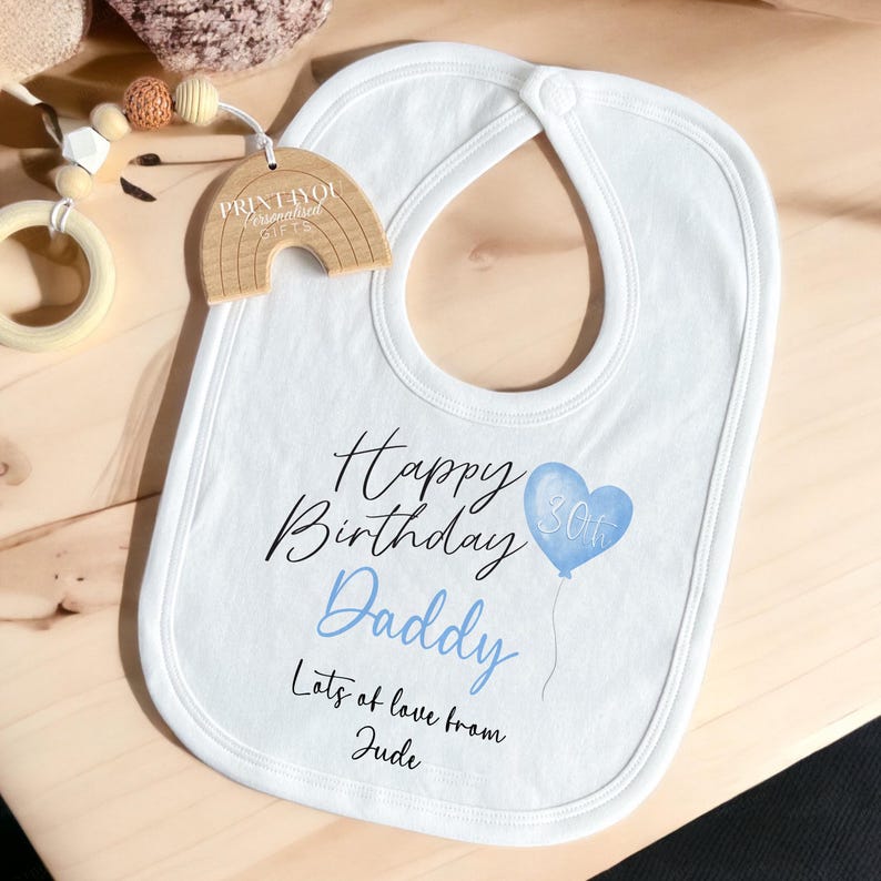 Happy Birthday Daddy Baby Bodysuit: Personalised First Birthday Keepsake, Cotton Softwear (Newborn-18 Months, Blue Heart Elephant) image 3