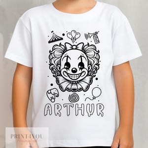 Personalised Halloween Colour In activity Kids T-shirt - with washable pens - Scary Clowns