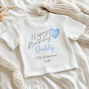 Happy Birthday Daddy Baby Bodysuit: Personalised First Birthday Keepsake, Cotton Softwear (Newborn-18 Months, Blue Heart Elephant) image 1
