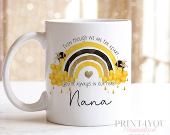 Bumble Bee Personalised positivity Gift Mug, Lockdown Even Though You're Far Apart, Missing you Gift, In my thoughts