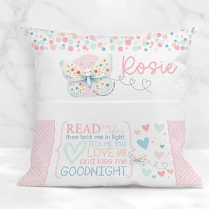 Personalised Butterfly Book Cushion: Children's Velvet Bedtime Story Pillow image 3