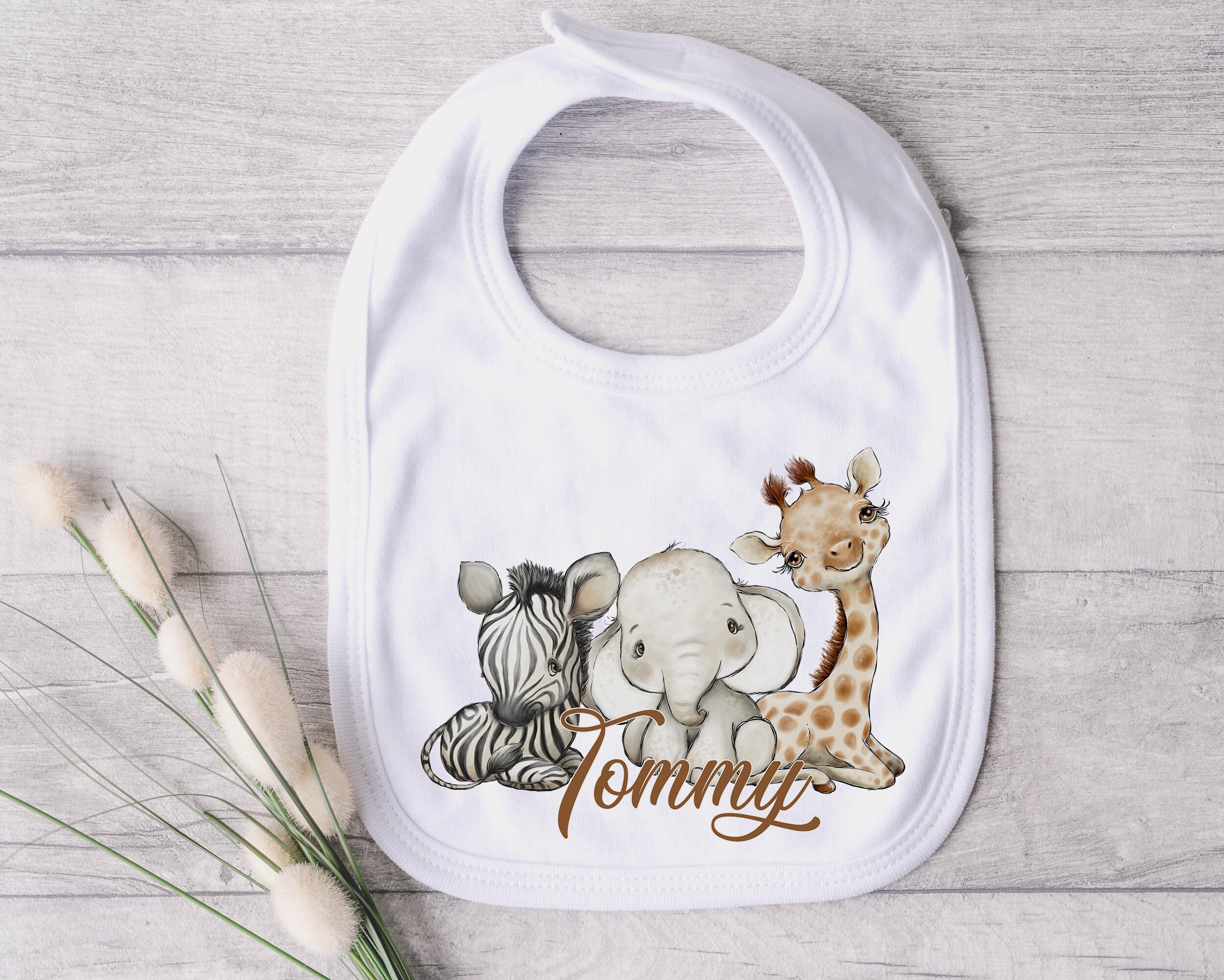 PERSONALISED YOUR OWN PHOTO BABY BIB TOWELLING COTTON & POLYESTER VELCRO FIXING 