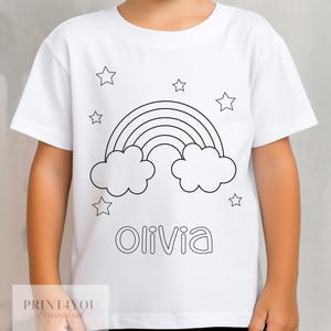 Personalised Rainbow Colour In activity Kids T-shirt - with washable pens