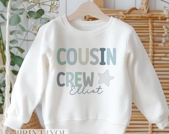 Personalisierte Crew personalisierte Pullover, Cousins passende Sweatshirt, Familie Geschwister Urlaub passende Tops - blaues Design