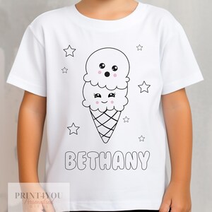 Personalised Summer time ice-cream Colour In activity Kids T-shirt - with washable pens