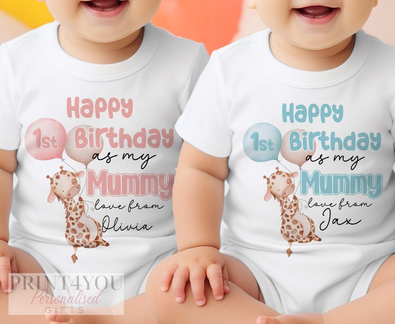 Happy Birthday Mummy, 1st Birthday as My Mummy, Sleepsuit Baby grow Bodysuit Vest, Mum Birthday, Mummy Birthday zdjęcie 2