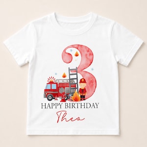 Personalised Fireman Birthday Shirt: Custom Fire Truck Cotton Tee