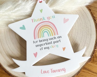 Personalised Thank you for being such an important  part of my story rainbow Hearts Banner star white acrylic