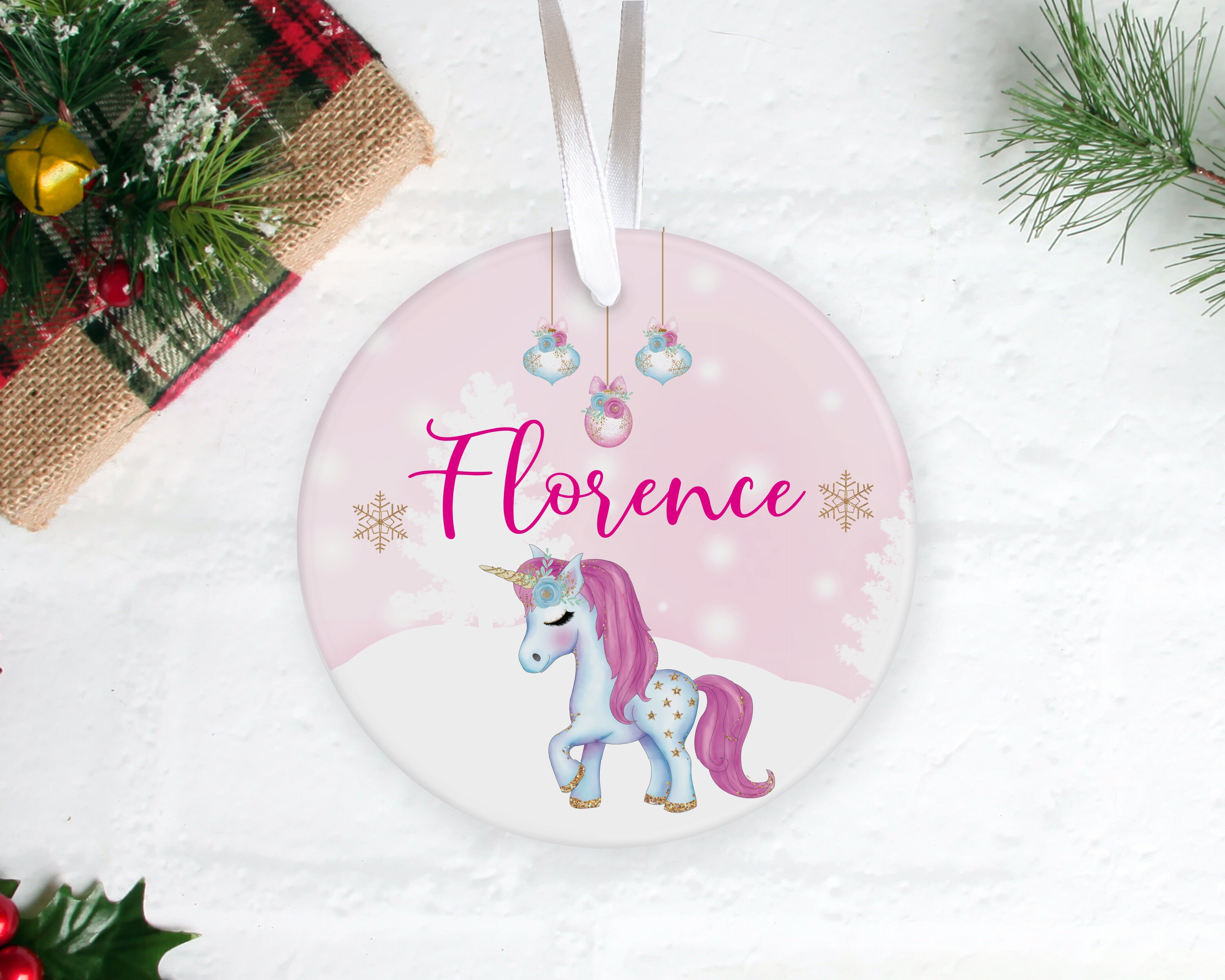 Magical Unicorn Name Personalised Christmas bauble decoration | Etsy