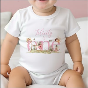 Personalised First Birthday Outfit: Pink Fairytale, Baby Name