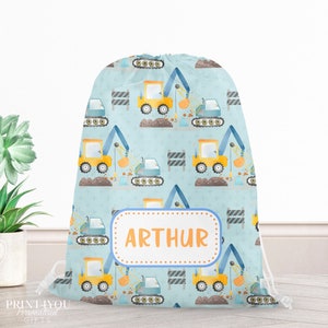 Sac de construction personnalisé pour pelle, sac d'école pour enfants en polyéthylène, sac à cordon pour enfant, sac de bain, à personnaliser avec n'importe quel nom