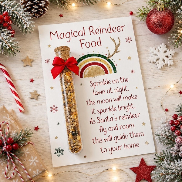 Magical Reindeer Food, Wildlife Friendly Seed Mix, Christmas Eve Tradition, Plastic Tube (Cork Stopper)