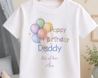 Personalised Happy Birthday Daddy T Shirt Gift From Son Daughter Baby Kids Birthday Top 0m-12yrs