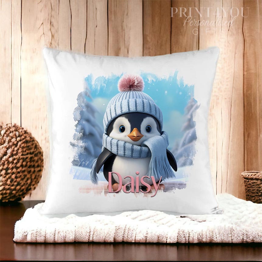 Personalised Christmas Penguin Cushion Cover Super Soft and Fully Washable Gift for Children Etsy