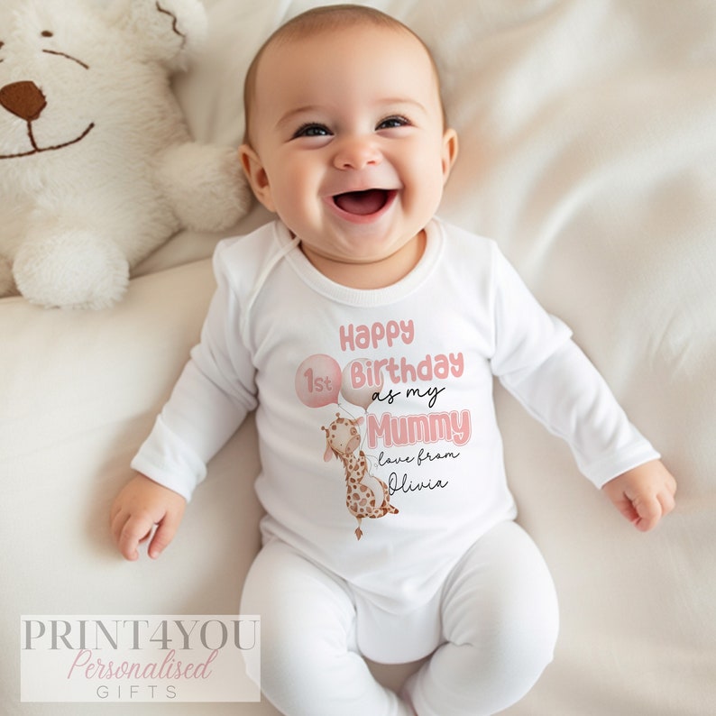 Happy Birthday Mummy, 1st Birthday as My Mummy, Sleepsuit Baby grow Bodysuit Vest, Mum Birthday, Mummy Birthday image 1