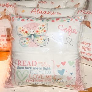 Personalised Unicorn Book Cushion: Children's Velvet Bedtime Story Pillow image 7