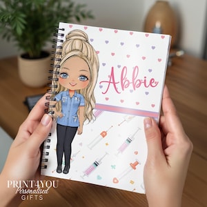 Personalised Nurse Notebook A5 | Spiral Bound Notepad | Custom Name Gift | Lined Pages | NHS Nurse Stationery | Medical Gift for Her