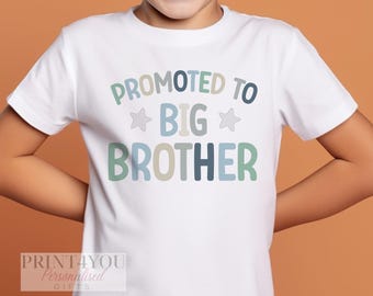 Promoted to Big Brother T-Shirt: Personalised Cotton Tee, Pregnancy Announcement