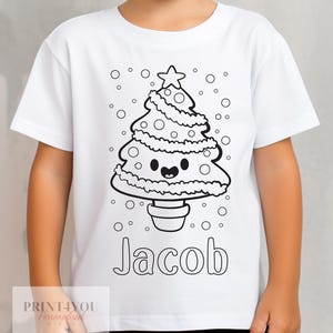 Personalised Christmas Tree Colour In activity Kids T-shirt - with washable pens - stocking fillers, Christmas Eve Box
