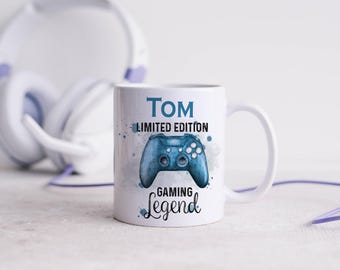 Blue Gaming Gamer Controller, Personalised Gift Mug, Limited edition Design Controller
