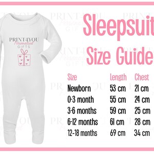 a baby's sleep suit size guide