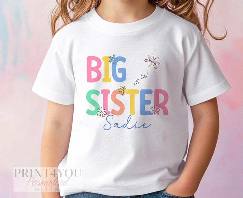 Personalised Big Sister T-Shirt: Heart Design, Pregnancy Announcement image 2