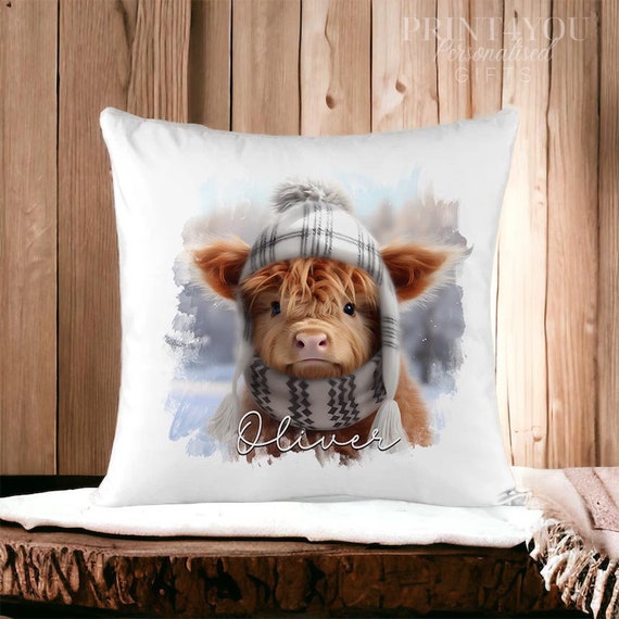 Personalised Highland Cow Cushion Cover Super Soft and Fully Washable Gift for Him or Her Etsy Canada