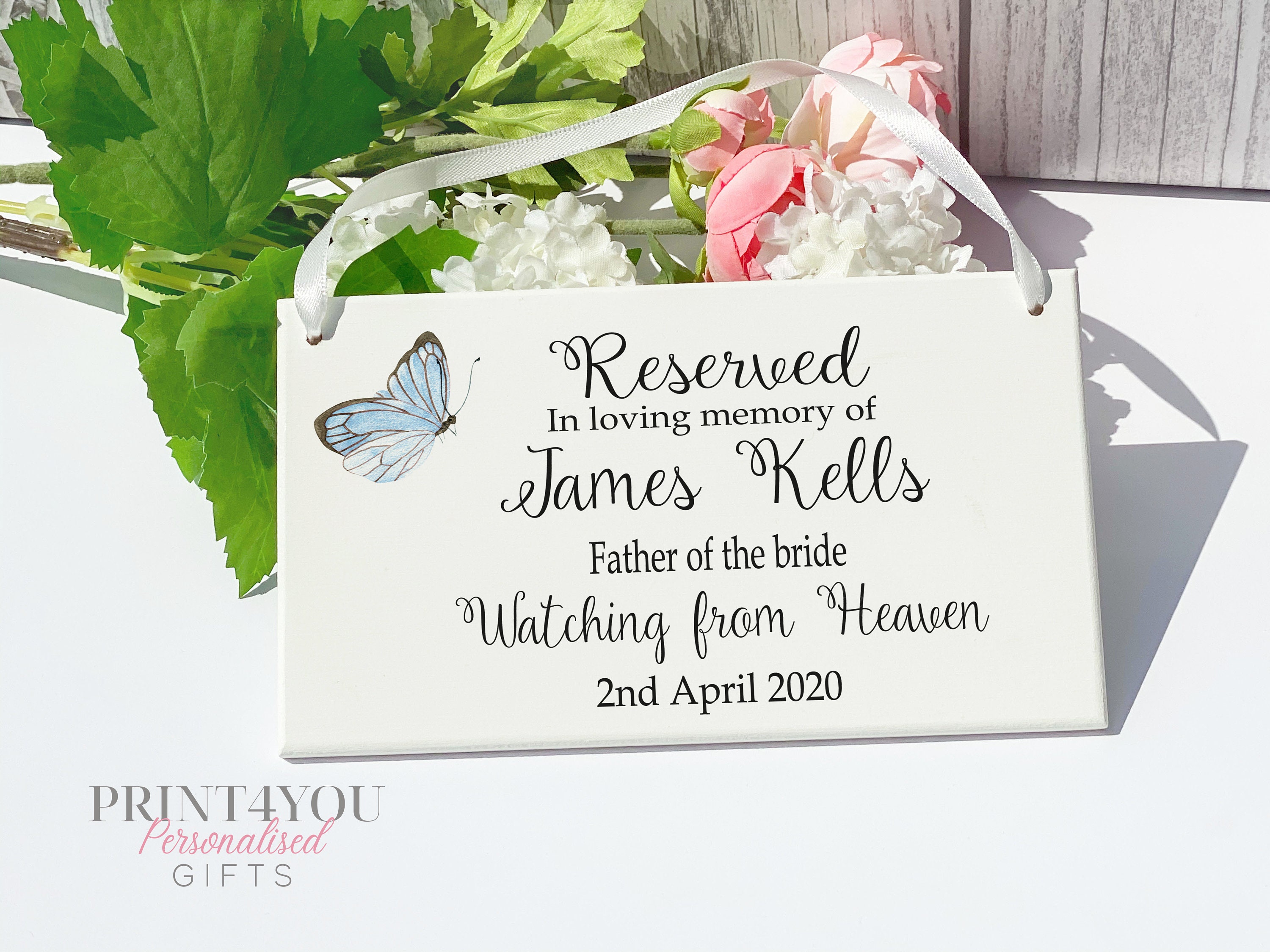 Wedding Memorial Missing Loved Ones Heaven Personalised Reserved Wedd…