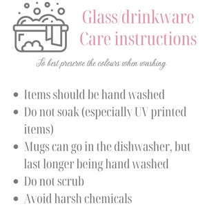 a poster with instructions for glass drinkware care instructions