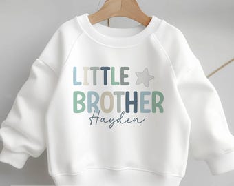 Personalisierte Big oder Little Brother Pullover, Geburtstag Sweatshirt für Kinder, Befördert zu Big Brother, Little Brother, mit Stern