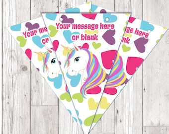 BP97 Unicorn personalised flag bunting x 10 flags with ribbon